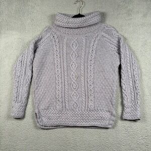 Aran Woollen Mills 100% Merino Wool Cable Knit Turtleneck Sweater Fisherman Sz M